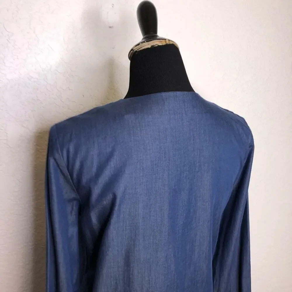 Kate Spade Saturday dark chambray denim blue shift dress size Small